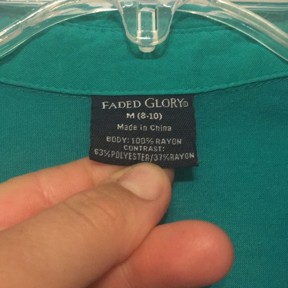 Blue-green colored, 3 quarter length sleeve shirt - Picture 5 of 6